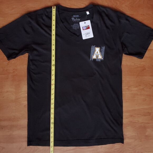 App State Mountaineers T Shirt Mens M Appalachian V Neck 100% Cotton Black NWT - Picture 16 of 16